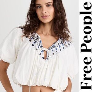 Free People Joni Embroidered Crop Top❤️ NWOT Size XL